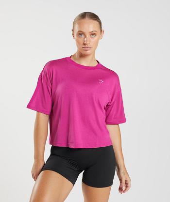 Dámské Oříznuté Topy Gymshark Gs Power Růžové | CZ 3755NWY